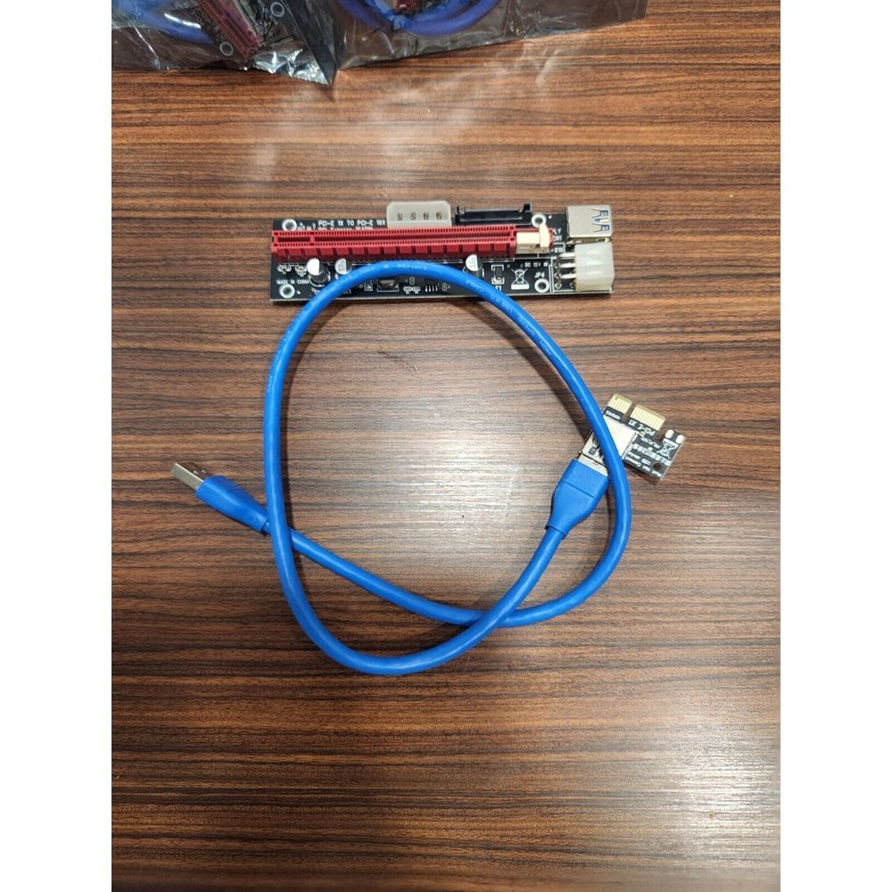 NEW Ubit PCI-E Riser Adapter Card + USB‎ 3.0 Cable -- crypto mining